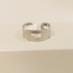 Anillo Cadena Ancha Relieves Plateado