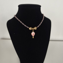 Collar Cordón Globo Blanco Y Rojo Dorado