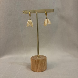 Pendientes Aro Flor Natural Resina Crema Dorado
