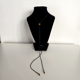 Collar Largo Flor 3D (Cordón Negro - Dorado)