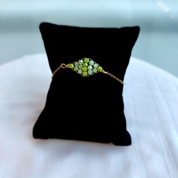 Pulsera Rombo Cuentas Verde (Dorado)
