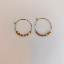 Aros Cuentas Marrones Combinadas (Dorado)