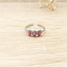 [PM25023] Anillo Triple Esfera Rosa Plateado